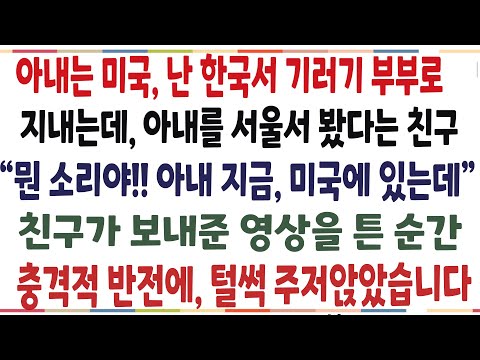 (반전신청사연)아내는 미국, 난 한국에서 기러기 부부로 지내는 아내를 서울서 봤다는 친구! 친구가 보내준 영상을 튼 순간, 털썩 주저앉았습니다[신청사연][사이다썰][사여라디오]
