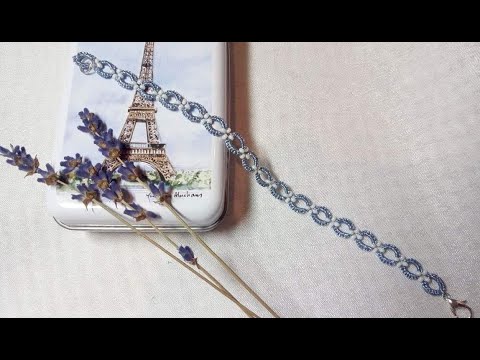 Фриволите. Браслет из комбинированных колец