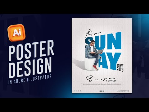 Modern Poster design in Adobe Illustrator | Sunday poster design I Sunday Services Design 2025