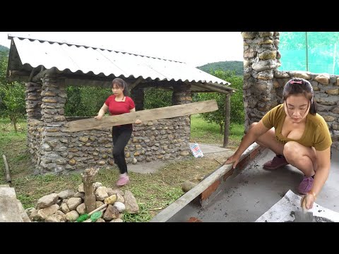 Full video TIMELAPSE: 125 Days building stone house for dog, pig / Girl Living the island Off Grid
