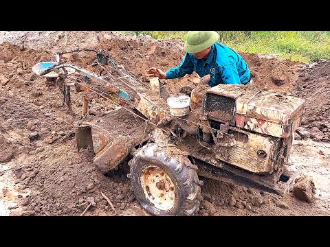 Restoration This Old, Rusty Tractor, Buried In Mud, Has Been Completely Restored By A Skilled Farmer