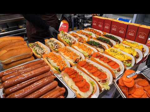 Amazing! Overflowing with countless toppings.  American-style pizza hot dog / Korean street food