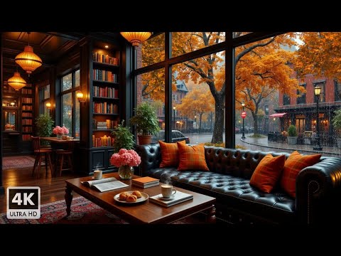 Cozy Coffee Shop Space on a Rainy Autumn Day ~ Relaxing Jazz Piano Music for Studying / Working #1