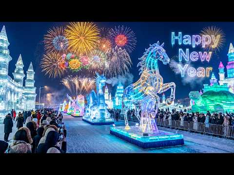 Harbin Ice City New Year 2026 | Spectacular Ice Parade Welcoming the New Year in China ❄️🎆