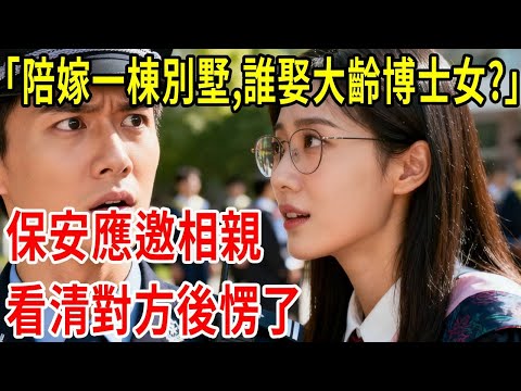 “陪嫁一棟別墅,誰娶大齡博士女?”,保安應邀相親,看清對方後愣了#原創#情感
