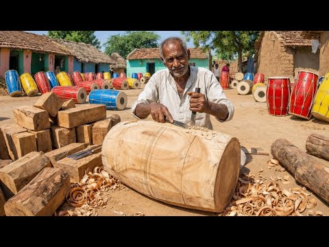 Old man making wooden drum by hands | Traditional drum 🥁 making | Unbelievable skill 