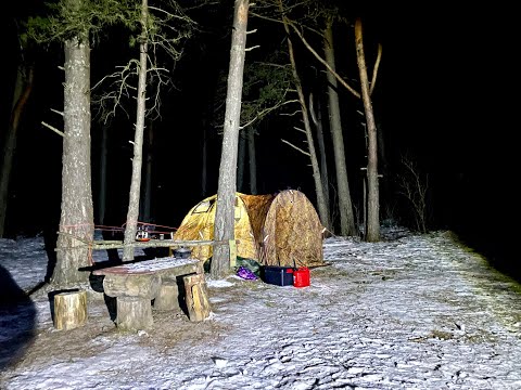 Автономка LF Bros. Первый запуск. Ночевка с автономкой зимой в палатке Берег УП-2.