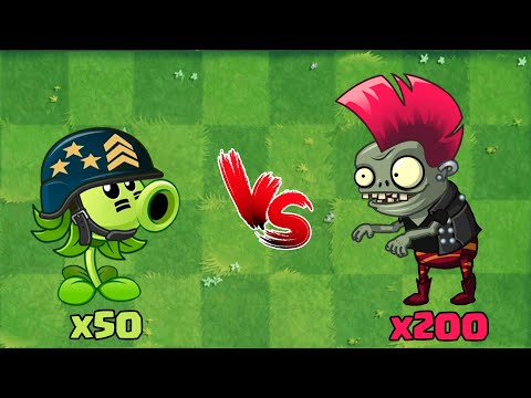 PVZ 2 Challenge - 50 Plants Max Vs 300 Impunk Levels 5 - How Many Plants Will Win?