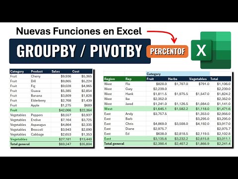 New Functions: GROUPBY & PIVOTBY & PERCENTOF in Excel
