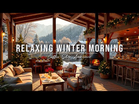 Relaxing Winter Morning Jazz at Outdoor Coffee Shop Ambience ❄ Soft Piano Jazz Music for Studying