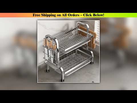 Dish Drying Rack Compact Kitchen Dish Rack Drainboard Set Large Rust-Proof Dish Drainer with