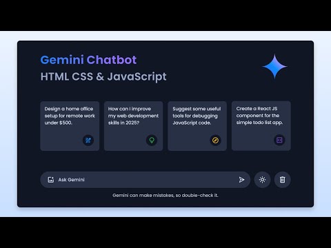 Build Gemini AI Chatbot in HTML CSS & JavaScript | Chatbot Like ChatGPT and Gemini