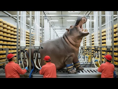 Inside the Hippo Cheese Factory – (Full Process) How Million-Dollar Hippo Milk Products Are Made .