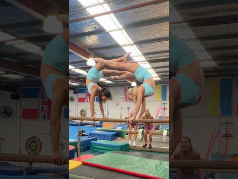Sisters attempt new trick together for the first time @mmgymsisters