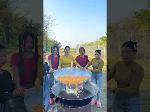 Cooking deep fried egg recipe and eat