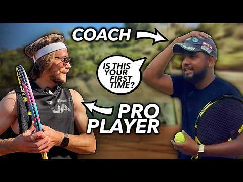Pro Tennis Player Pretends to be a Beginner