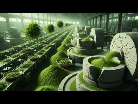 Mind-Blowing Journey: From Tea Leaves to Premium Matcha – Automated Granite Stone Grinding Secrets!
