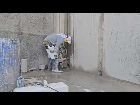 Резка проёма в стене толщиной 40 см.