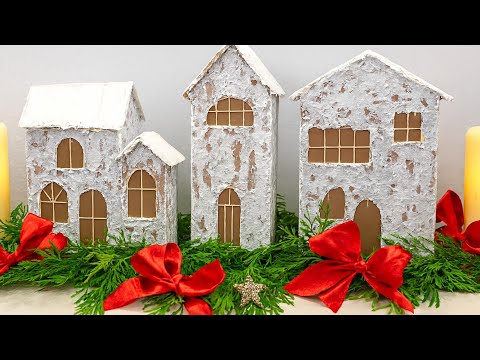 How to make House from Cardboard ✨️Christmas decoration - Diy Vila Natalina