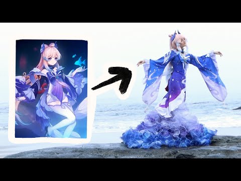 I Silk Painted an Entire Dress (aka - making a very extra Kokomi cosplay from Genshin Impact)
