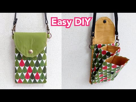 簡単！折って縫うだけ！お出かけバッグの作り方【Easy DIY】 Mini Bag Tutorial.