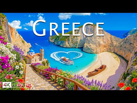 GREECE 4K DRONE FOOTAGE | Santorini & Mykonos – Blue Domes and Endless White Shores UHD