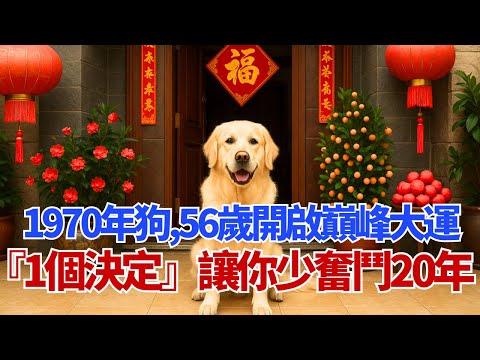 1970年屬狗人，56歲是你「黃金十年」的起點！「巔峰大運」要到了，『1個決定』讓你少奮鬥20年！#1970屬狗 #屬狗運勢 #2026年屬狗運勢 #生肖狗 #屬狗財運 #庚戌年狗 #屬狗人