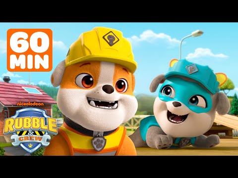 Rubble's Super Rescues In Builder Cove! w/ Motor, Mix & PAW Patrol Marshall | 1 Hour | Rubble & Crew