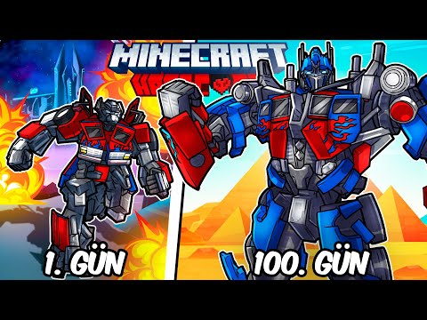 Hardcore Minecraft'ta OPTIMUS PRIME TRANSFORMERS Olarak 100 Gün Geçirmemin Hikayesi...