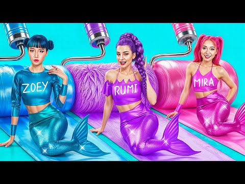 KPop Demon Hunters Makeover! Huntrix Rumi, Mira and Zoey Extreme Glow Up Into Mermaids