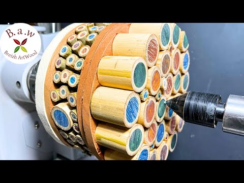 Create a Stunning Artwork: Woodturning with Bamboo and Resin Explained👍