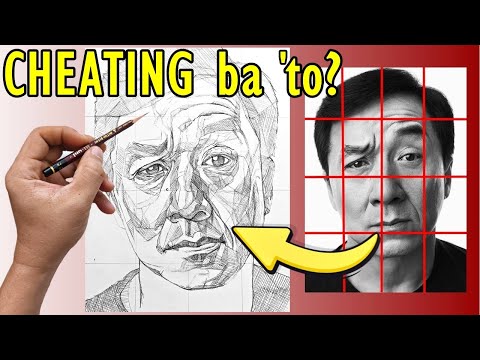 TRACING! “Cheating or Technique? ✏️ Jackie Chan Portrait with the Grid Method- Guhit”