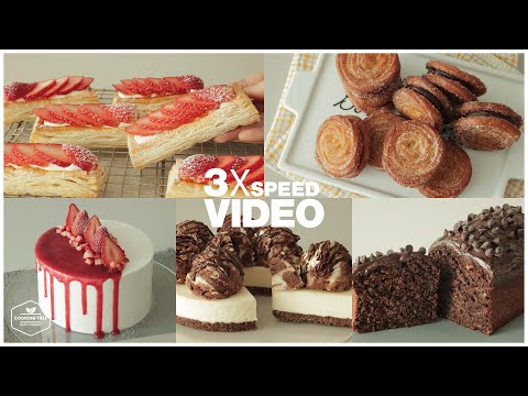 #90 케이크, 디저트 베이킹 영상 3배속으로 몰아보기 : 3x Speed Cake, Dessert Baking Video | Cooking tree