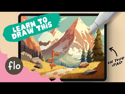 PROCREATE Easy Mountain Landscape Drawing - Step by Step Procreate Tutorial