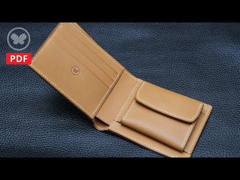 Make a leather Bifold Wallet (free PDF Pattern) Coin Pocket V2 : 가죽 반지갑을 만들어 보자 (DIY, 가죽공예)