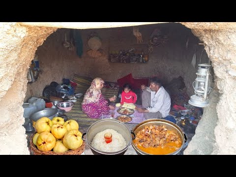 Exploring Iran's Nomadic Lifestyle: Cooking Stew Quince and Quince Jam For Winter in the Cave