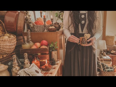 🍂 The cosy cottage of Mrs. Fallwood | Weasleys’ kitchen inspired 🧺 Cooking ASMR, Fall Ambience