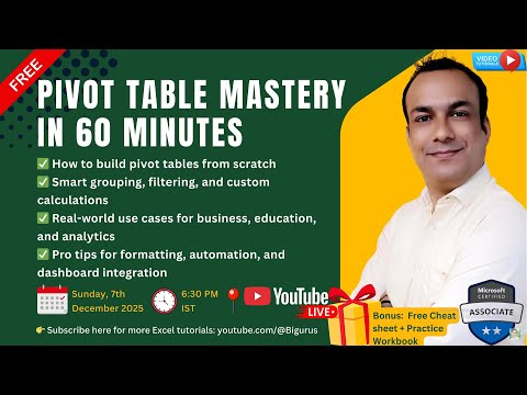 Pivot Tables Made Easy — 1‑Hour Excel Masterclass