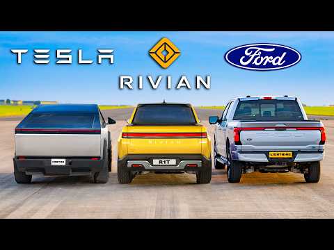 Tesla Cybertruck v Rivian R1T v F-150 Lightning: 0-60 & 1/4-mile TESTED!