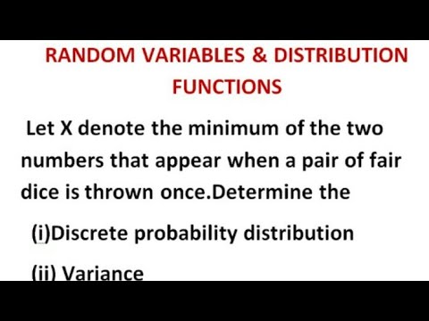 Random Variables & Distribution Functions-To find mean n Variance