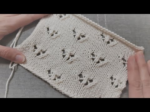 Ажурный узор Бабочка спицами Простой и изумительно красивый узор Бабочка 🦋 МК Альфиры Мериновой