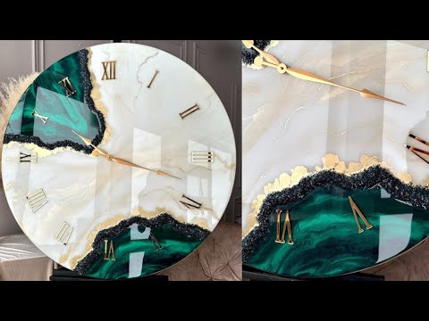 27 inch Green and white premium resin wall clock order.Tutorial.#resin#resinart#walldecor#pouring