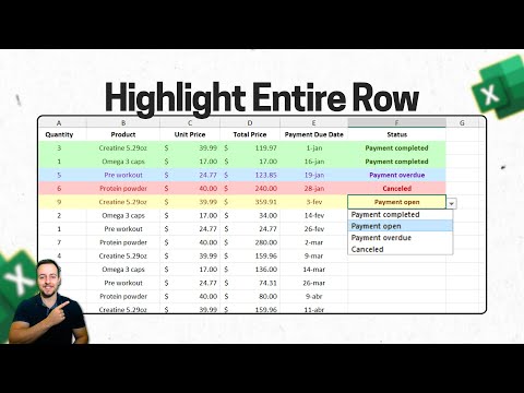 Automatically Highlight Entire Row Based on a Status | Excel Conditional Formatting