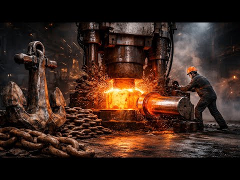 Massive Hammer Forging A High-Quality Truck Axle | Extreme Strength Steel Manufacturing Process 