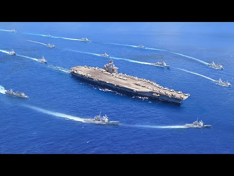 Massive US Aircraft Carrier Gets Protected During Emergency Situation