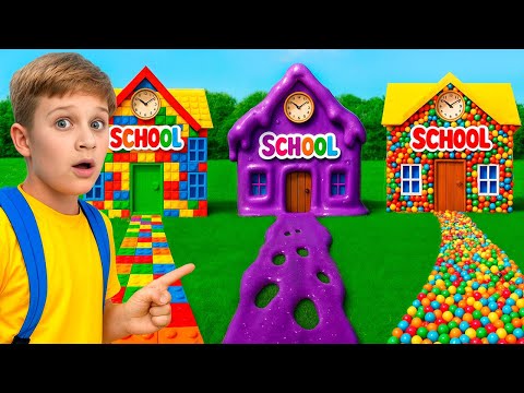 Back to School in 3 CRAZY Schools! Slime vs LEGO vs Balls