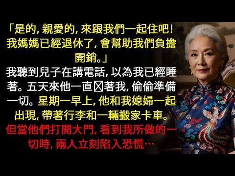 「對，親愛的，來跟我們一起住吧！我媽會幫我們分擔開銷的。」我兒子說著……