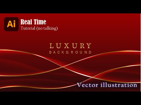 Blend tool. Adobe Illustrator real-time tutorial. Wavy blend and gold abstract background.