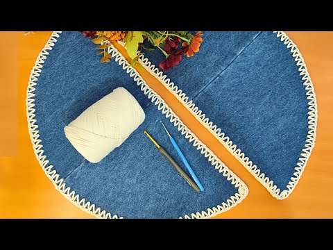 Perfect bag crochet tutorial with old jeans and macrame cord (my new design)(with subtitles)
