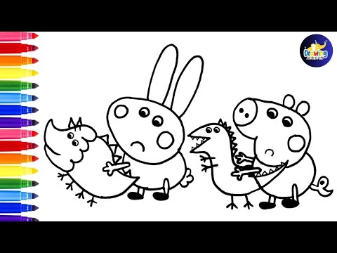 Draw And Color Peppa Pig And Rebecca Rabbit Play With Her Toys@dibujos-felices